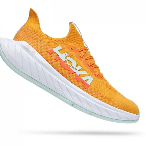 Best Hoka Carbon X 3 Women's Running Shoes – Radiant Yellow / Camellia Discount Running Shoes