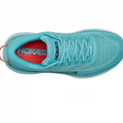 Sale Hoka One One Bondi 7 Wide Women's Running Shoes – Aquarelle / Eggshell Blue Sale Running Shoes