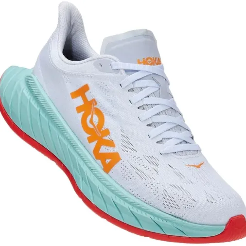 Flash Sale Hoka One One Carbon X 2 Women's Running Shoes – White / Blazing Orange Discount Running Shoes