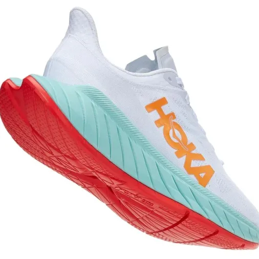Flash Sale Hoka One One Carbon X 2 Women's Running Shoes – White / Blazing Orange Discount Running Shoes