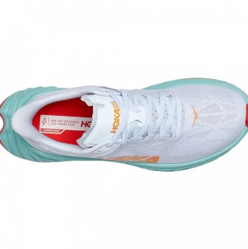 Flash Sale Hoka One One Carbon X 2 Women's Running Shoes – White / Blazing Orange Discount Running Shoes