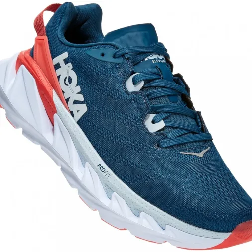 Best Hoka One One Elevon 2 Women's Running Shoes – Moroccan Blue / Hot Coral Outlet Running Shoes